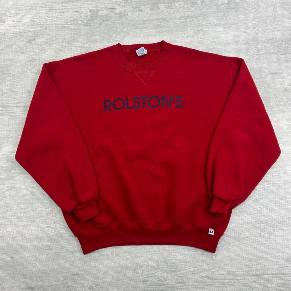 Vintage 90s Russell Athletic Rolston's Sweatshirt Size‎ XL Red Crewneck USA Made